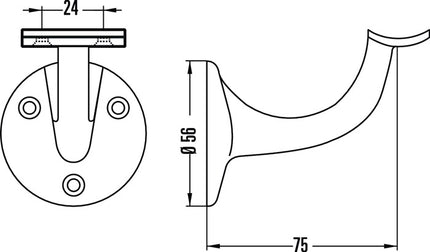 Hermeta Handlaufträger 3505 ( 3000283332 ) Aluminium silberfarbig eloxiert gewölbte Auflage