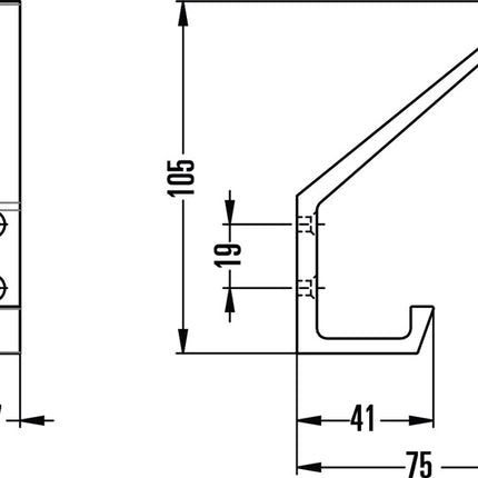 Hermeta Huthaken 0138 ( 3000283348 ) einfach Ausladung 76 mm Höhe 105 mm