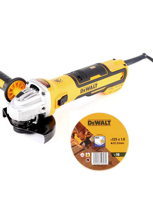 DeWalt DWE 4347-QS 1700W Winkelschleifer 125mm + Trennscheiben Edelstahl flach 10 Stück 125mm x 1,0mm - Toolbrothers