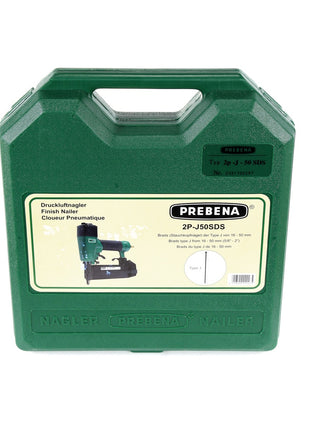 Prebena 2P-J50SDS Luftdruck Druckluftnagler 5-7 bar im Transportkoffer + Prebena Stauchkopfnägel Brads 40 mm 5000 Stück - aus verzinktem Stahl, geharzt - Toolbrothers