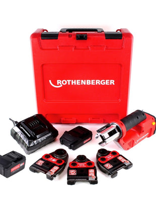 Rothenberger ROMAX Compact TT Set TH EU Akku Kompaktpressmaschine elektrohydraulisch im Transportkoffer + 1 x 2,0 Ah Akku + 1x 4,0 Ah Akku + Ladegerät + 3 x Pressbacken ( 1000002120 ) - Toolbrothers