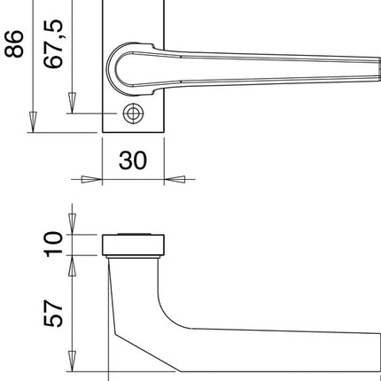 EDI Profiltürdrückerlochteil 1390/0800 ( 3000200010 ) Aluminium F1 gekröpft