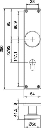EDI Knopf-Renovierschild 344 Z ( 3000261363 ) Edelstahl EST 72 mm PZ