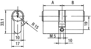 Cylindre double profilé BKS PZ 8812 ( 3000251963 ) 45/70 mm Nombre de clés 3 fermetures différentes