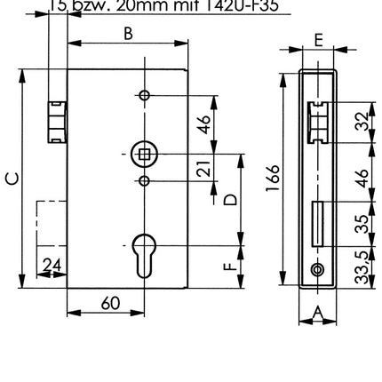 AMF Schlosskasten 140UM ( 3000251254 ) DIN links / rechts Dornmaß 60 mm