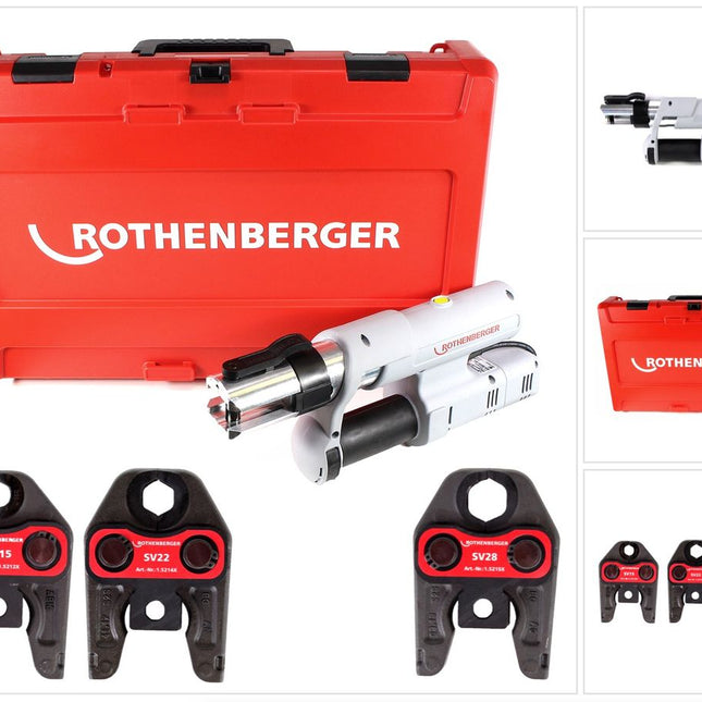 Rothenberger ROMAX AC ECO Set SV 230 V Pressmaschine für Netzbetrieb im Transportkoffer + 3 x Pressbacken ( 15740 ) - Toolbrothers
