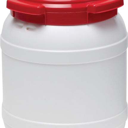 Weithalsfass ( 9000450101 ) 15,0 l PE weiß mit rotem Deckel Einfüllöffnung-Ø 204 mm
