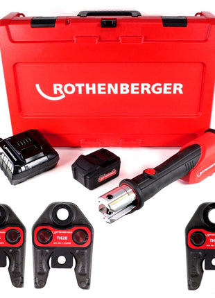 Rothenberger ROMAX 4000 Basic Set Akku Pressmaschine 18V 34kN + 1x Akku 4,0Ah + Ladegerät + 3x Pressbacken TH + Koffer ( 1000001925 ) - Toolbrothers