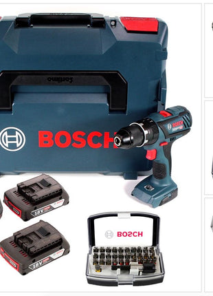 Bosch GSB 18 V-28 Professional 18 V Li-Ion Akku Schlagbohrschrauber in L-Boxx + 2 x 2,0 Ah Akku + Ladegerät + 32 tlg. Bit-Set - Toolbrothers