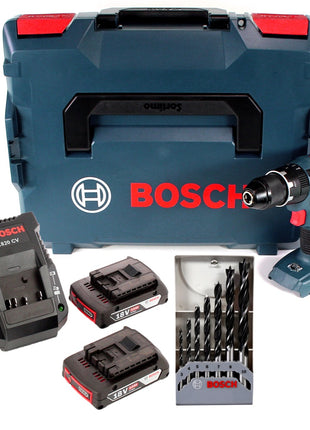 Bosch GSB 18 V-28 Professional 18 V Li-Ion Akku Schlagbohrschrauber in L-Boxx + 2 x 2,0 Ah Akku + Ladegerät + 7 tlg. Holzspiralbohrer Set - Toolbrothers