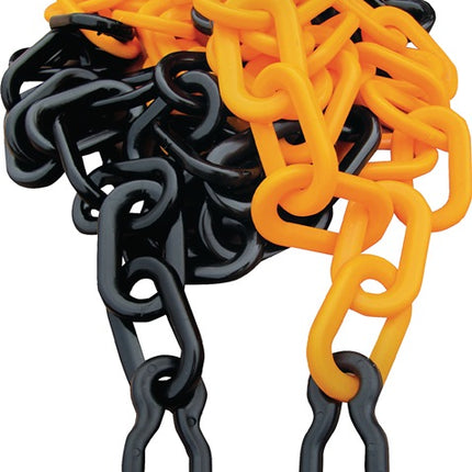 Absperrkette ( 9000480222 ) PP gelb/schwarz 9 mm mit 2 Universalhaken