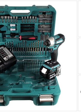 Makita DTD 155 SMTK Akku Schlagschrauber 18V 140Nm Brushless + 1x Akku 4,0Ah + Ladegerät + 101tlg. Zubehörset im Koffer - Toolbrothers