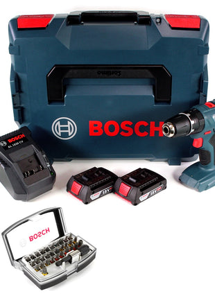 Bosch Professional GSB 18V-21 Akku Schlagbohrschrauber 18V 55Nm + 2x Akku 2,0Ah + Ladegerät + Bit-Set + L-Boxx - Toolbrothers