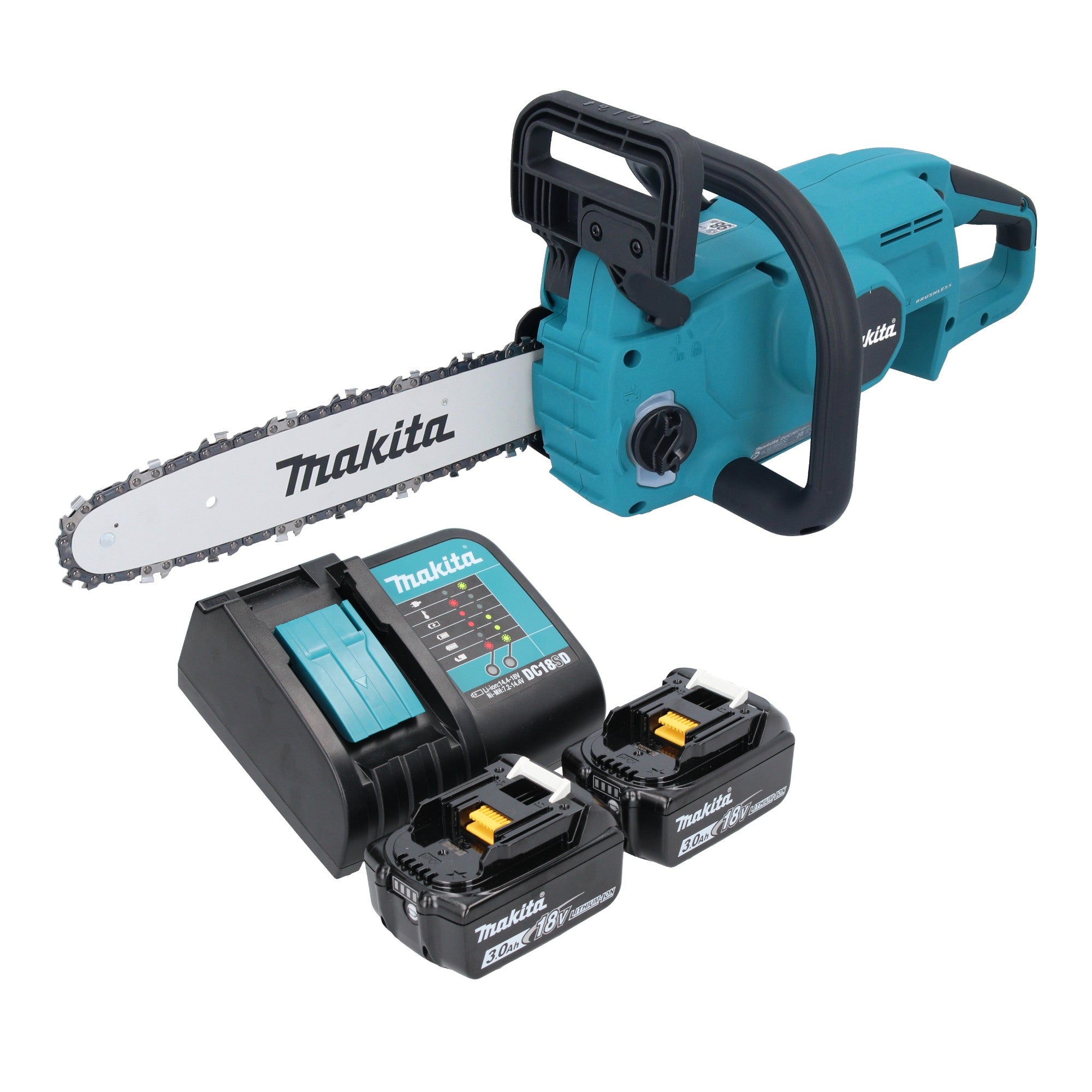 Makita DUC 307 SF2X3 Akku Kettensaege 18 V 30 cm Brushless 2x Akku 3 0 Ah Ladegeraet 0 - toolbrothers