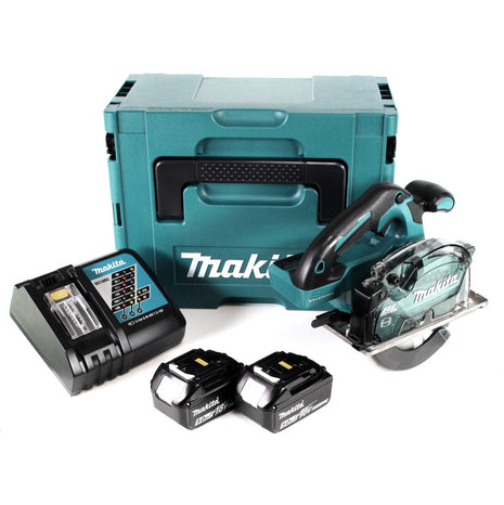 Makita DCS 553 RTJ Akku Metallhandkreissäge 18V 150 mm Brushless + 2x Akku 5,0Ah + Ladegerät + Makpac - Toolbrothers