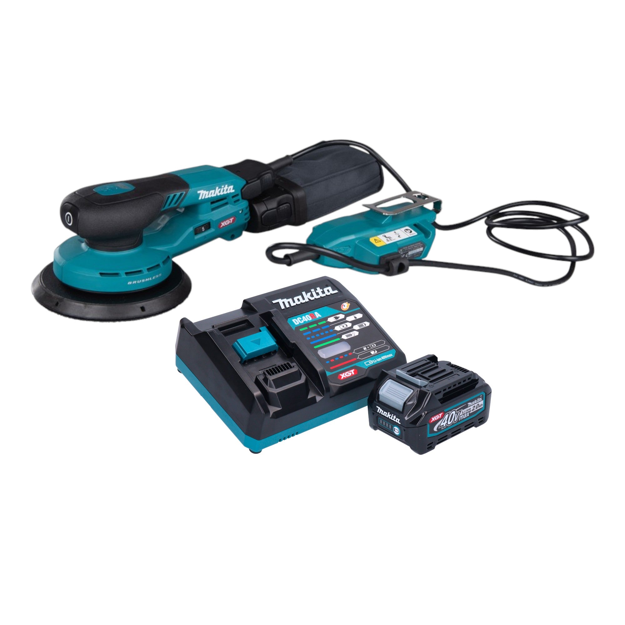 Makita BO 002 CGA101 Akku Exzenterschleifer 40 V max 150 mm 5 0 mm Hub Brushless 1x Akku 2 0 Ah Ladegeraet 0 - toolbrothers
