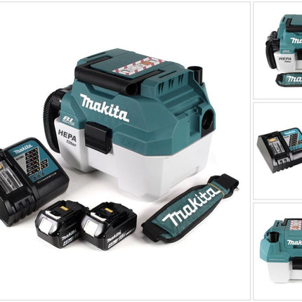 Makita DVC 750 LRMX3 Akku Staubsauger Nass und Trockensauger 18 V tragbar + 2x 4,0 Ah Akku und Lader- ohne Zubehör - Toolbrothers