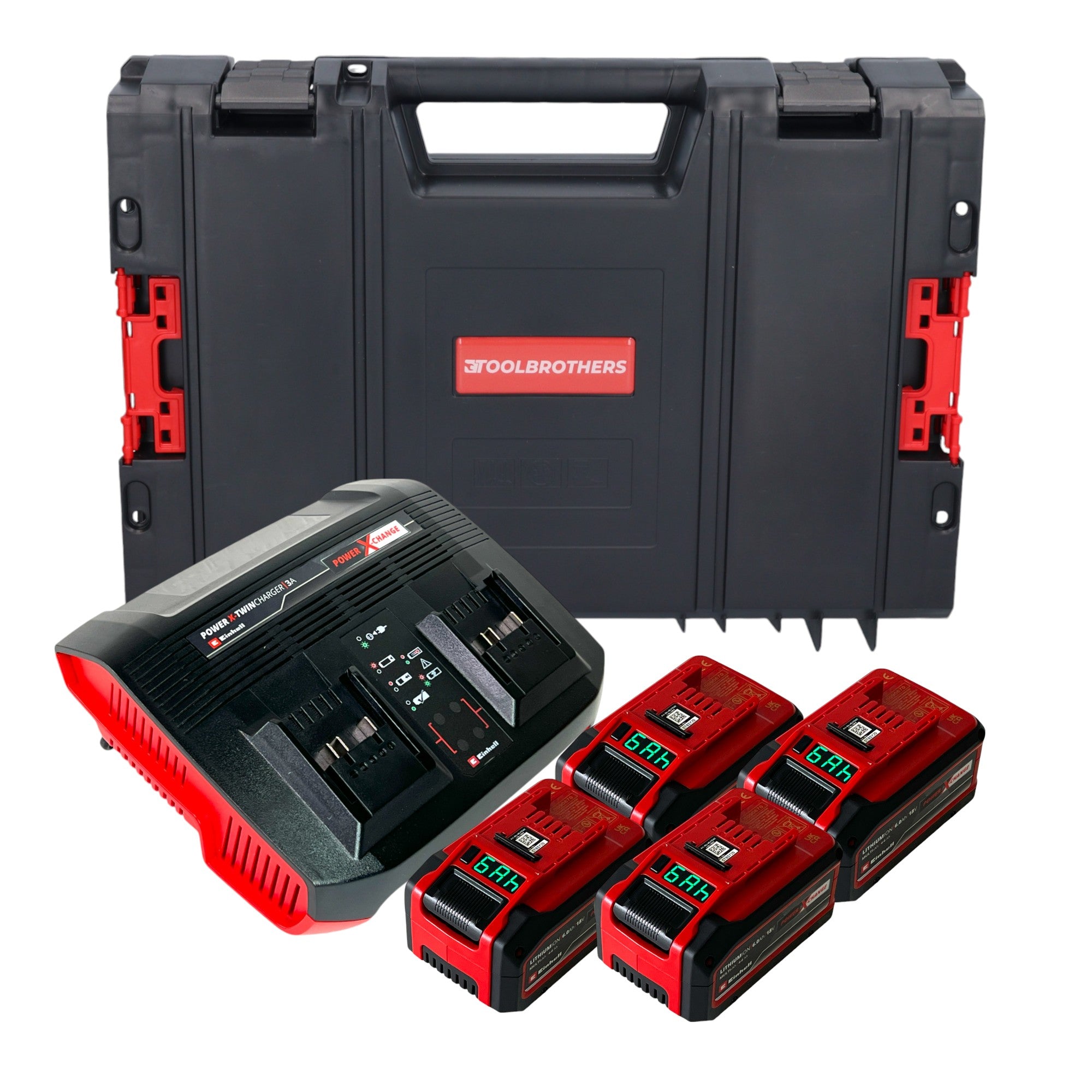 Einhell PXC Starter Kit 4x Multi Ah Power X Change Plus 18 V 4 0 6 0 Ah 4x 4511502 Power X Twincharger 3A Doppel Ladegeraet 4512069 Toolcase 0 - toolbrothers