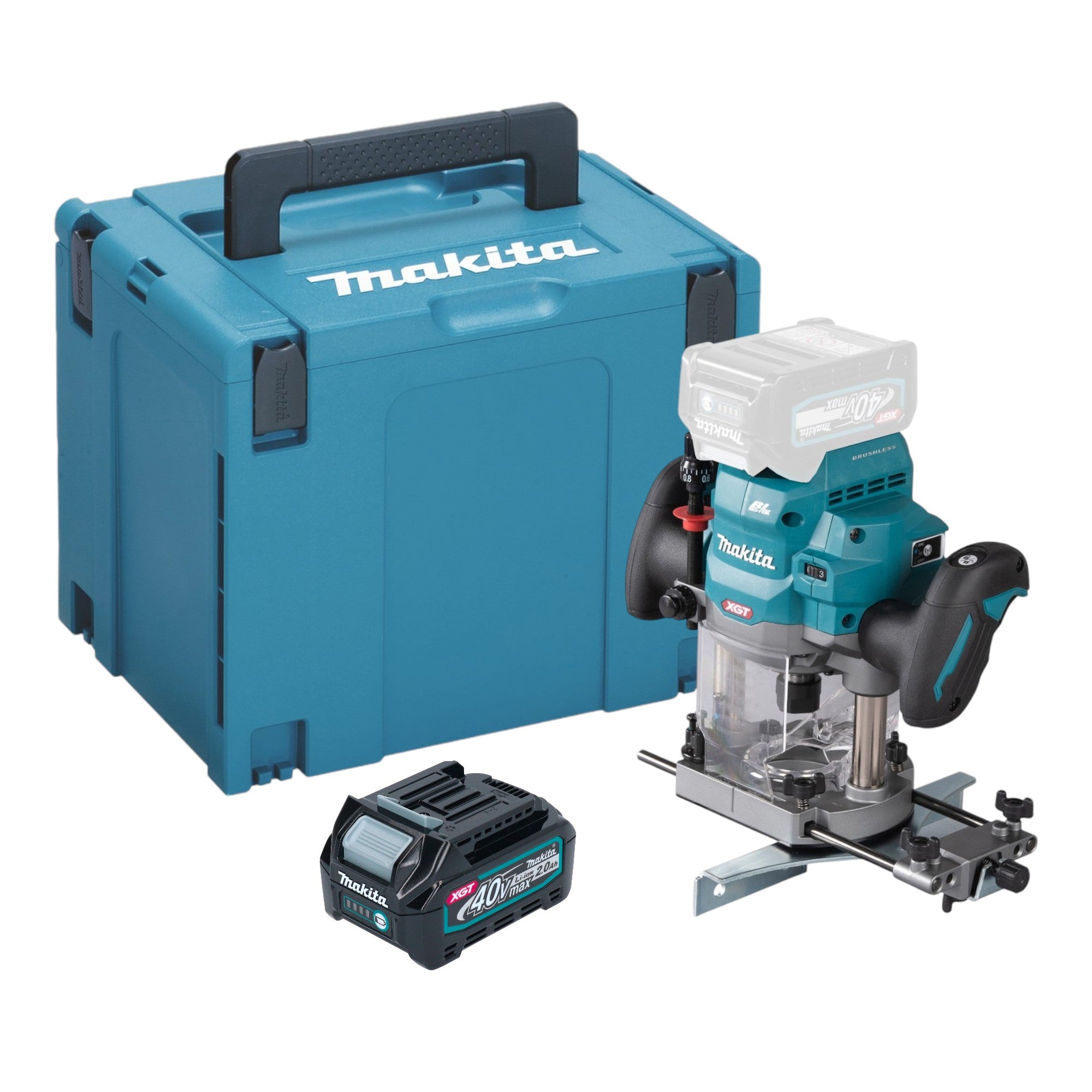 Makita RP 001 GA101 Akku Oberfraese 40 V max 12 mm Brushless 1x Akku 2 0 Ah Makpac ohne Ladegeraet 0 - toolbrothers