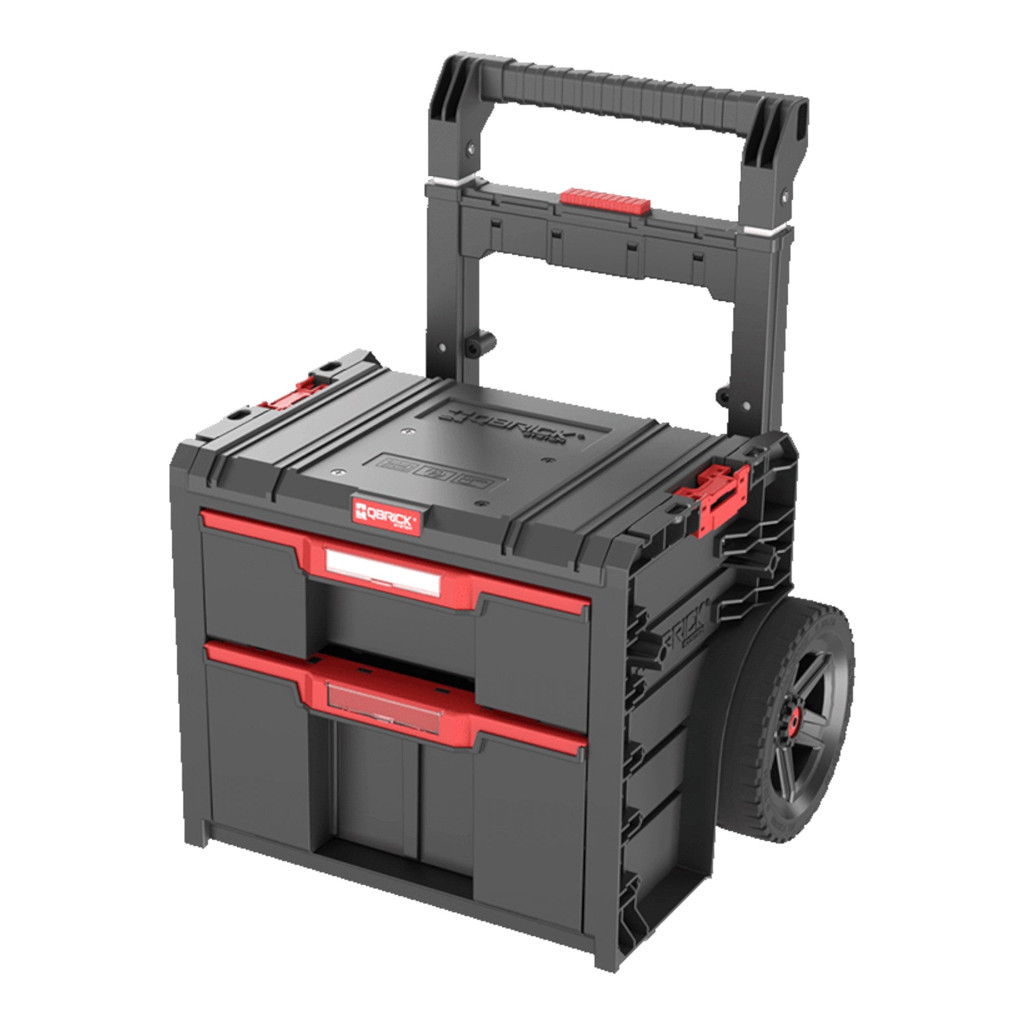 Qbrick System PRO Cart 2 0 Plus Drawer 2 mobile Box auf Raedern 520 x 415 x 660 mm 9 5 l 12 l abnehmbarer Doppelteleskopgriff 0 - toolbrothers