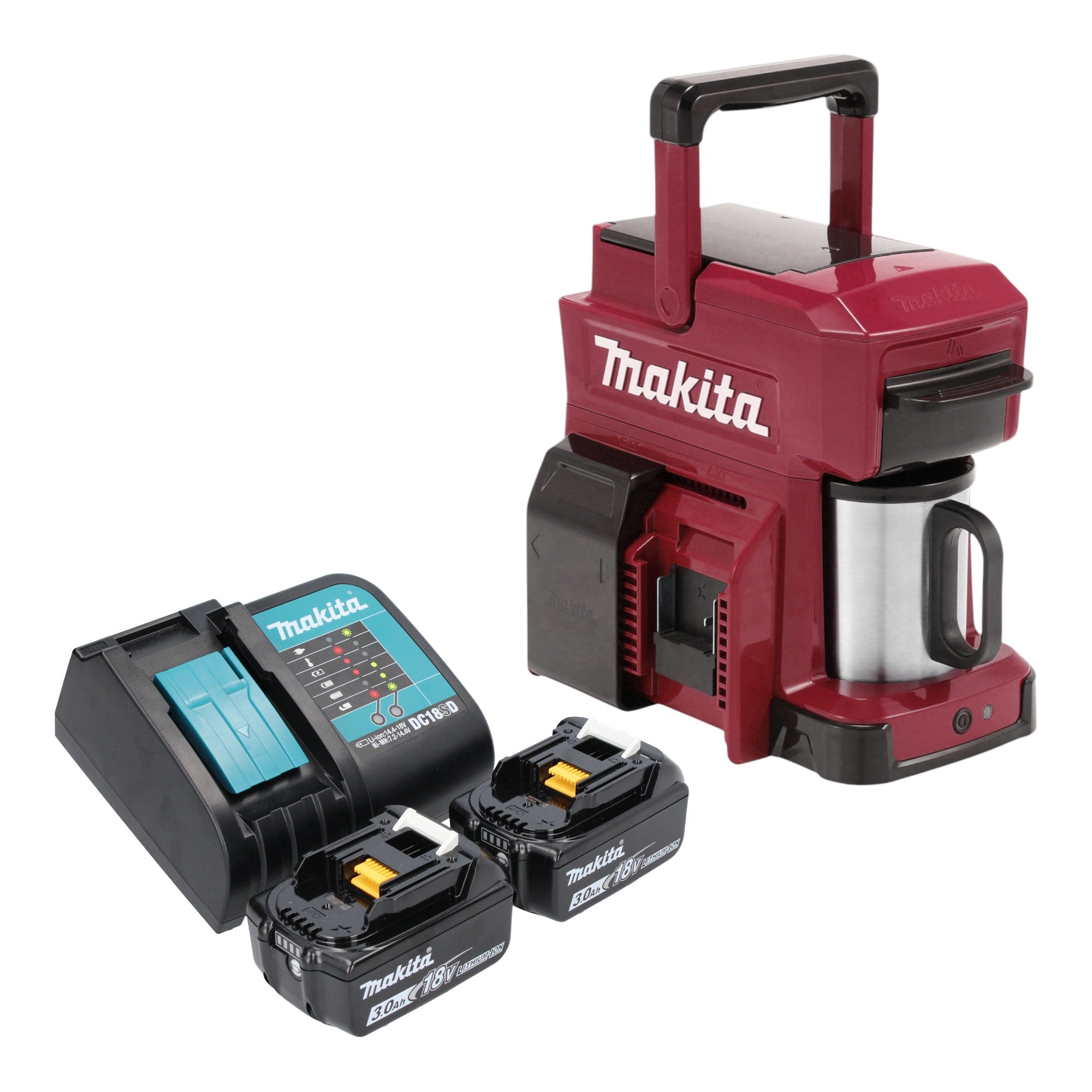 Makita DCM 501 SF2AR Akku Kaffeemaschine 12 V max 18 V Rot 2x Akku 3 0 Ah Ladegeraet 0 - toolbrothers