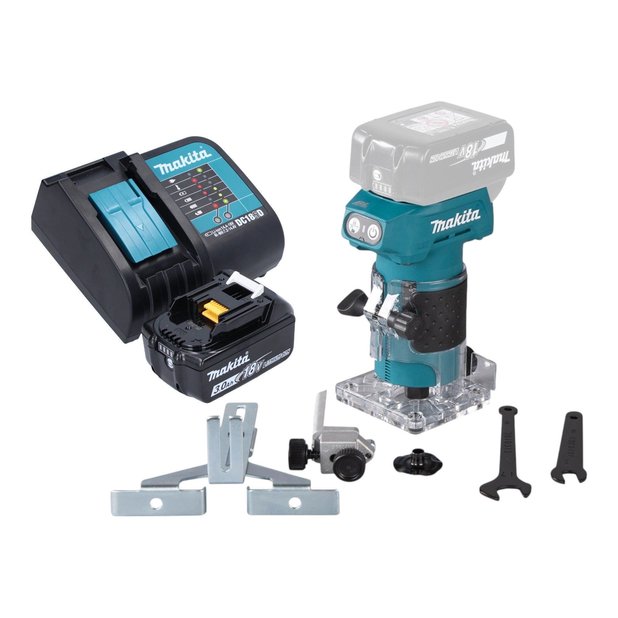 Makita DRT 52 SF1 Akku Kantenfraese 18 V 6 mm Brushless 1x Akku 3 0 Ah Ladegeraet 0 - toolbrothers