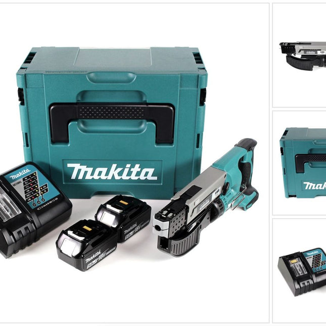 Makita DFR 550 RTJ Akku Magazinschrauber 18V 25-55mm + 2x Akku 5,0Ah + Ladegerät + Makpac - Toolbrothers