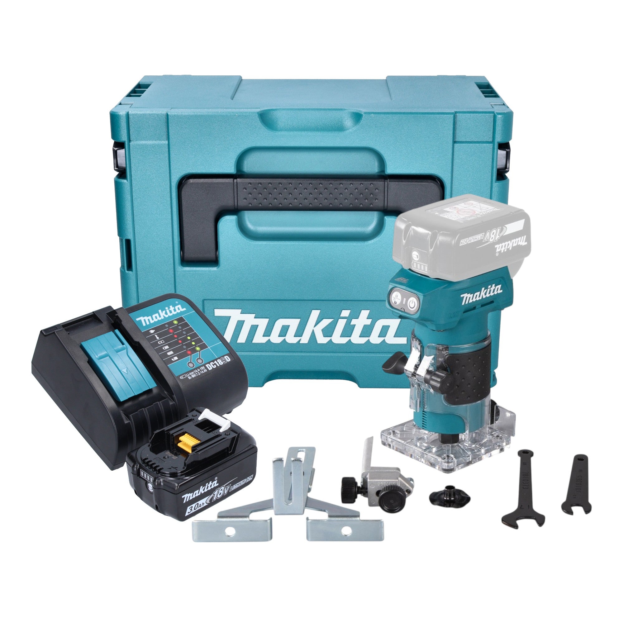 Makita DRT 52 SF1J Akku Kantenfraese 18 V 6 mm Brushless 1x Akku 3 0 Ah Ladegeraet Makpac 0 - toolbrothers