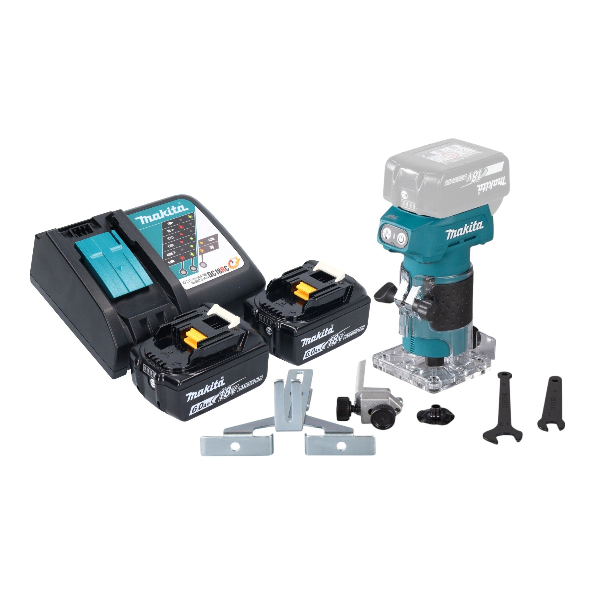 Makita DRT 52 RG Akku Kantenfraese 18 V 6 mm Brushless 2x Akku 6 0 Ah Ladegeraet 0 - toolbrothers