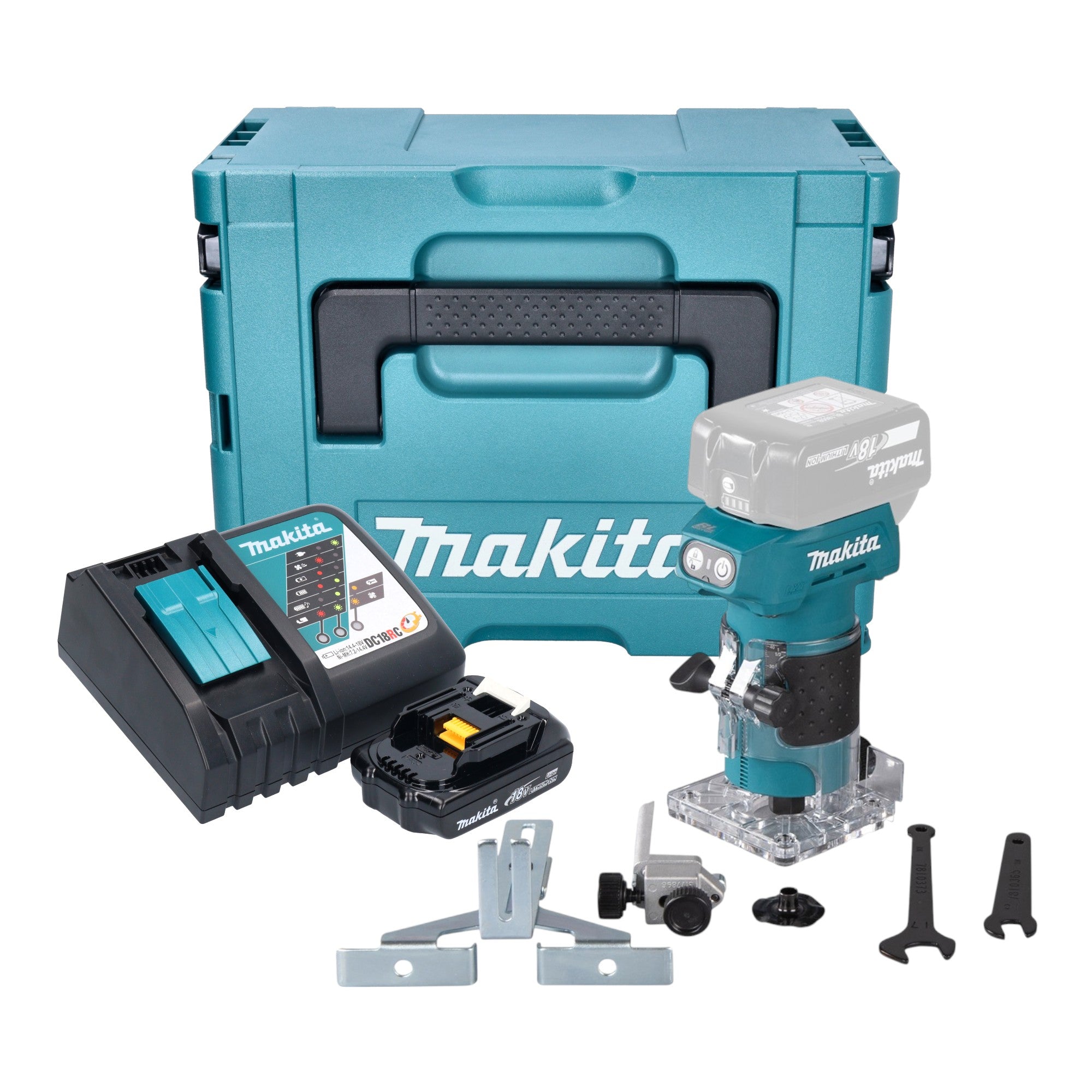 Makita DRT 52 RY1J Akku Kantenfraese 18 V 6 mm Brushless 1x Akku 1 5 Ah Ladegeraet Makpac 0 - toolbrothers