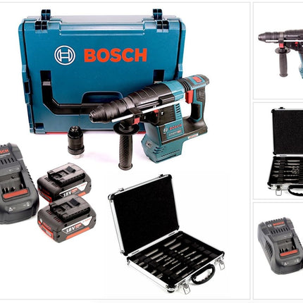 Bosch GBH 18V-26 F Akku Bohrhammer brushless SDS-Plus 18V 2,6J + 2x Akkus 5,0Ah + Ladegerät # 11-tlg. Meißel und Bohrer Set in L-Boxx - Toolbrothers