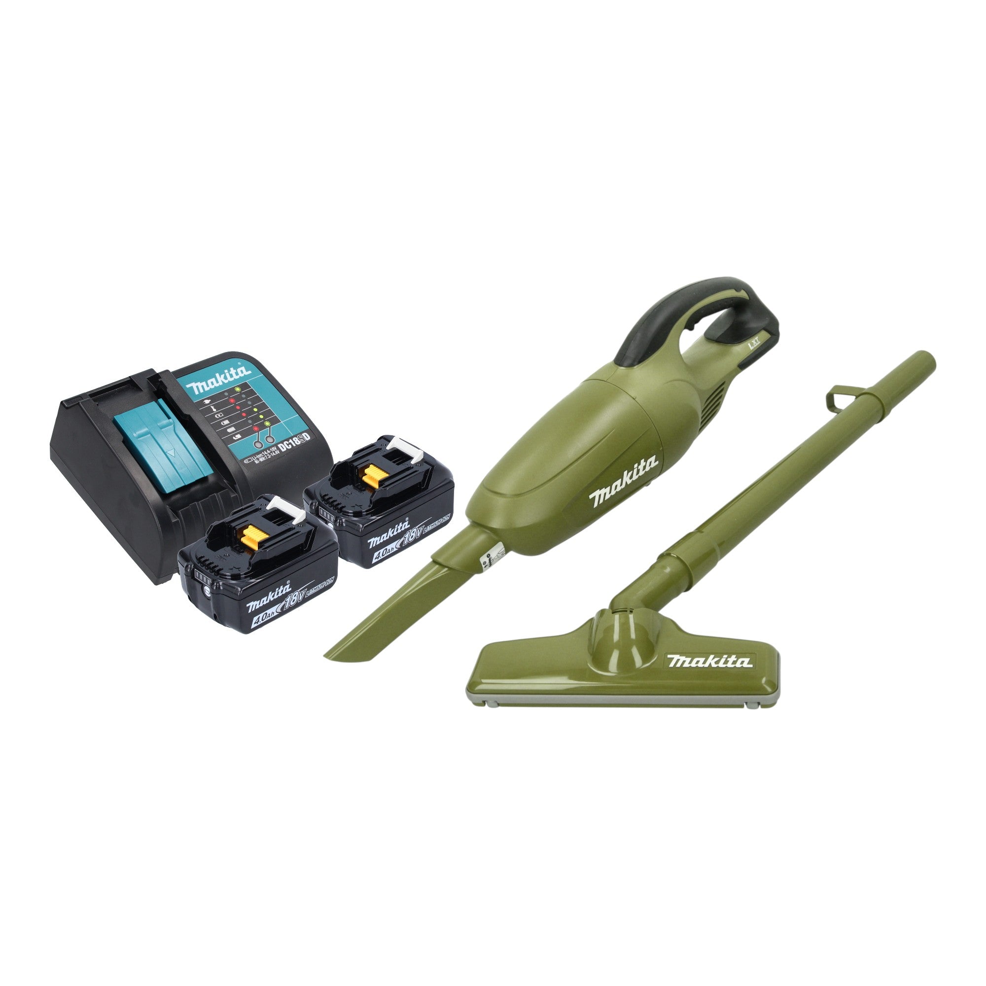 Makita DCL 180 SM2O Akku Staubsauger 18 V 0 65 l Olive Outdoor Adventure Serie 2x Akku 4 0 Ah Ladegeraet 0 - toolbrothers