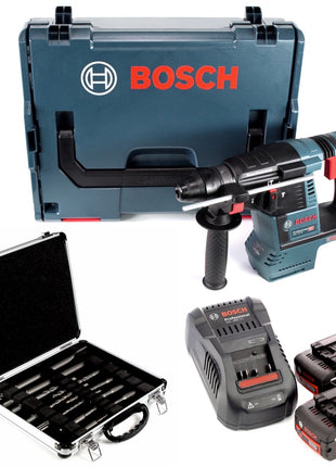 Bosch GBH 18 V-26 18 V Li-Ion Akku Bohrhammer Professional SDS-Plus ( 0611909001 ) + 2x Akku 5,0Ah + Ladegerät + 11 tlg. Bohrer- und Meißelset + L-Boxx - Toolbrothers