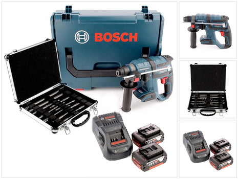 Bosch GBH 18 V-EC 18 V Li-Ion Akku Bohrhammer Brushless mit SDS-Plus in L-Boxx + 2 x 5,0 Ah Akku + Ladegerät + 11 tlg. Bohrer- und Meißelset - Toolbrothers