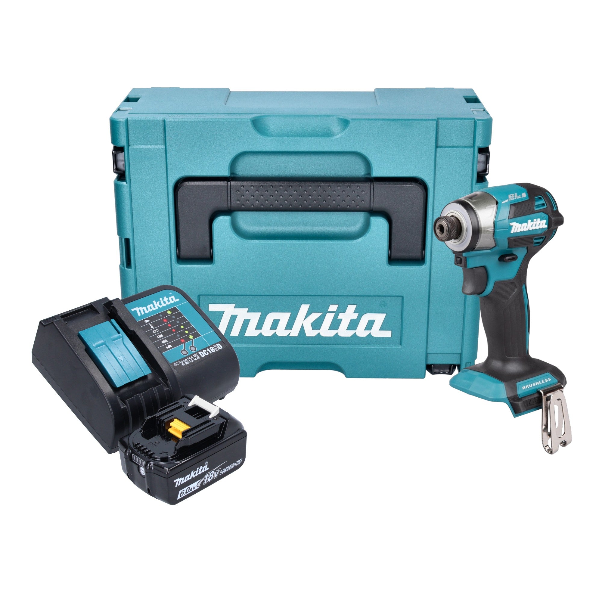 Makita DTD 173 SG1J Akku Schlagschrauber 18 V 180 Nm 1 4 Brushless 1x Akku 6 0 Ah Ladegeraet Makpac 0 - toolbrothers