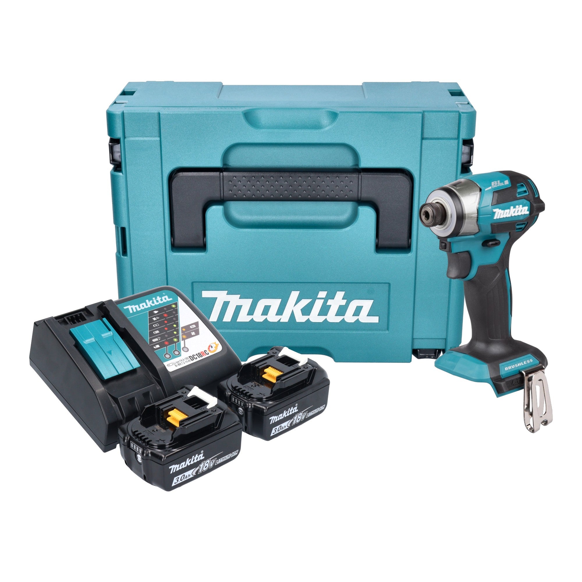 Makita DTD 173 RFJ Akku Schlagschrauber 18 V 180 Nm 1 4 Brushless 2x Akku 3 0 Ah Ladegeraet Makpac 0 - toolbrothers