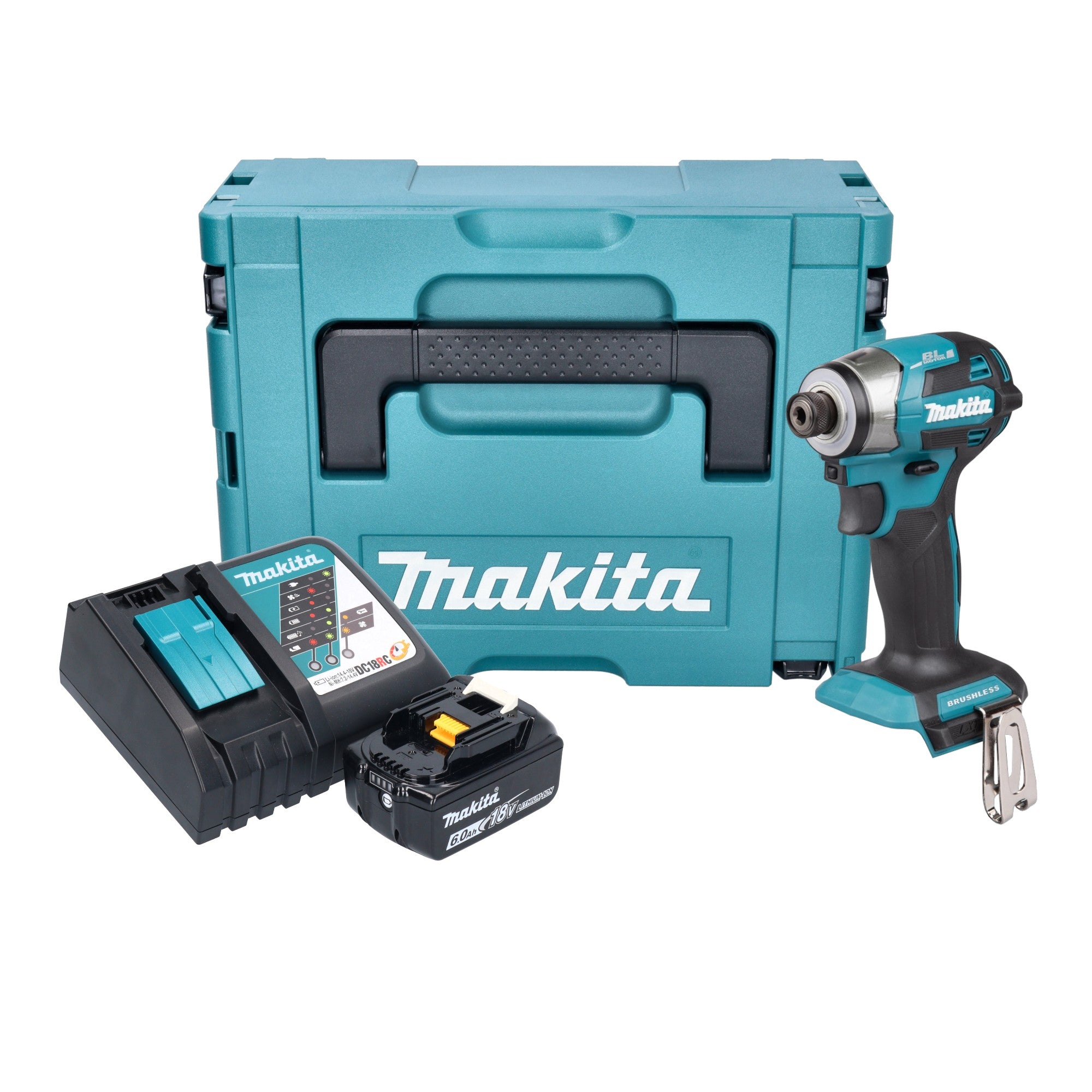 Makita DTD 173 RG1J Akku Schlagschrauber 18 V 180 Nm 1 4 Brushless 1x Akku 6 0 Ah Ladegeraet Makpac 0 - toolbrothers