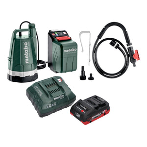Metabo TPF 18 LTX 2200 Akku Tauch- und Regenfasspumpe 18 V 2200 l/h + 1x LiHD Akku 4,0 Ah + Ladegerät