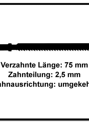 Festool S 75/2,5 R/5 WOOD Fine Cut Stichsägeblatt 75 mm 5 Stk. ( 204259 ) konisch geschliffen für sauberen Schnitt, HCS Stahl - Toolbrothers