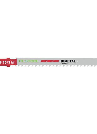 Festool HS 75/3 BI/5 Plastics Solid Materials Stichsägeblatt 75 mm 5 Stk. ( 204336 ) für Kunstoff-Vollmaterial, faserverstärkte Kunststoffe, BI-Metall - Toolbrothers