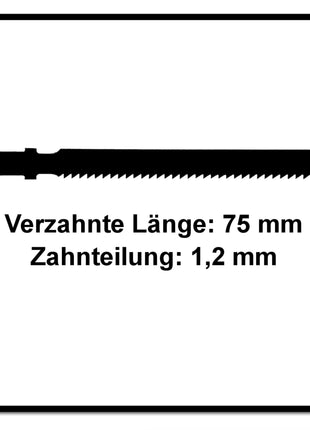 Festool HS 75/1,2 BI/5 Stichsägeblatt METAL STEEL/STAINLESS STEEL ( 204270 ) für PS 300, PSB 300, PS 400, PSC 400, PSBC 400, PSB 400, PS 420, PSB 420, PSC 420, PSBC 420