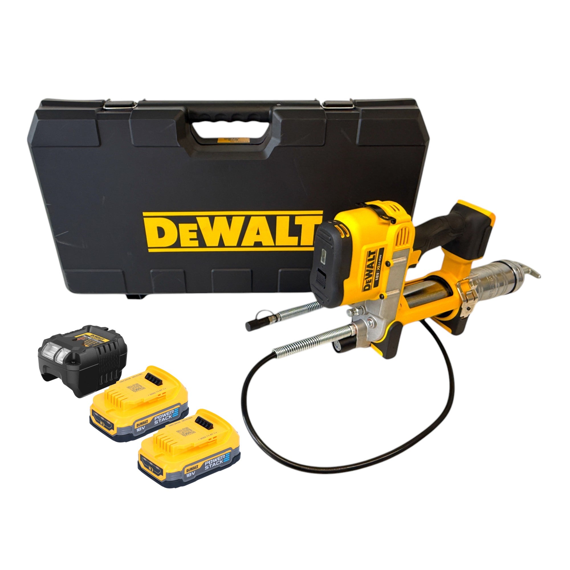 DeWalt DCGG 571 E2K Akku Fettpresse 18 V 2x Powerstack Akku 1 7 Ah Ladegeraet 0 - toolbrothers
