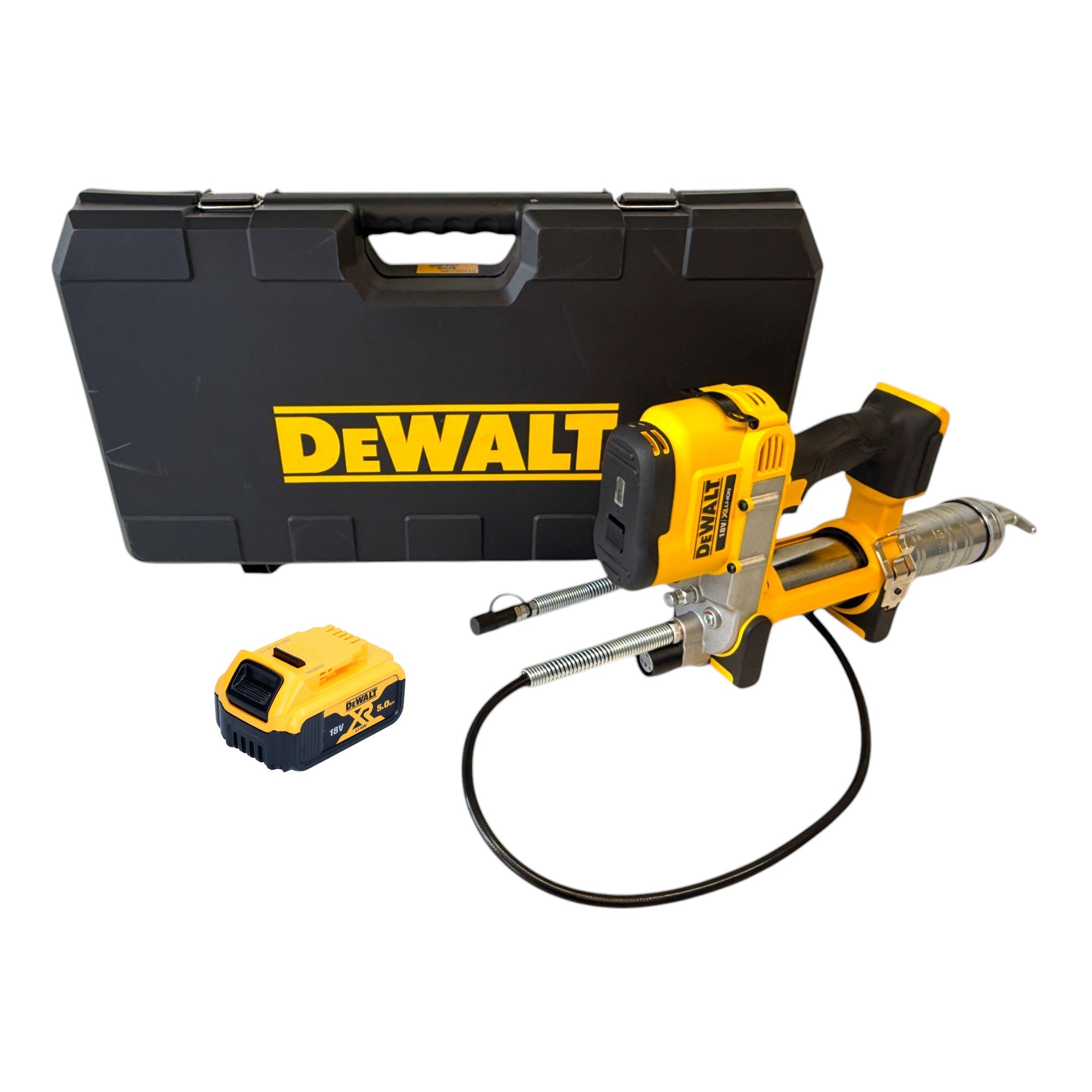 DeWalt DCGG 571 NK Akku Fettpresse 18 V 1x Akku 5 0 Ah ohne Ladegeraet 0 - toolbrothers