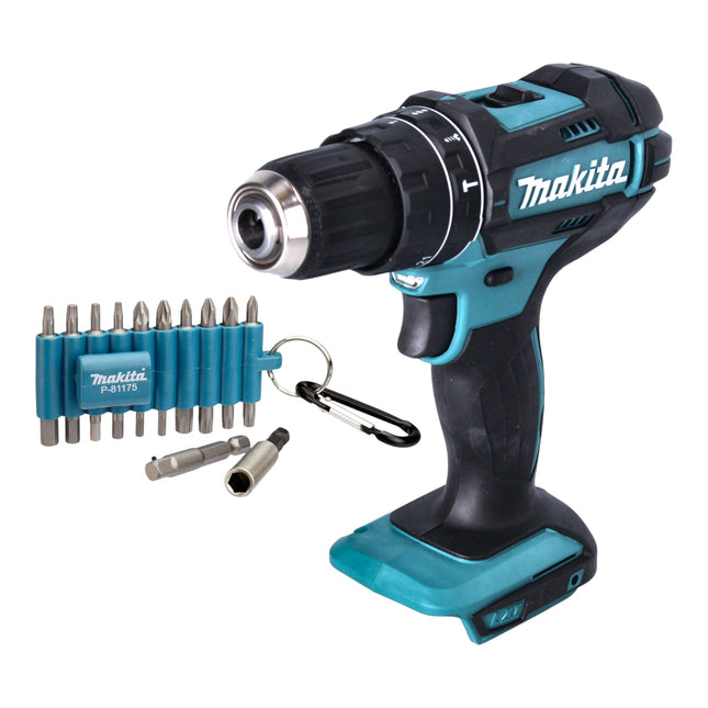 Makita DHP 482 Z Akku Schlagbohrschrauber 18 V 62 Nm 22 tlg Bit Set ohne Akku ohne Ladegeraet 0 - toolbrothers