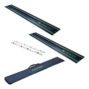 Festool 2x FS 1400/2 BL Führungsschiene 1400 mm Blau ( 2x 578246 ) 100Y Jubiläums Edition + FSV/2 Verbindungsstück + FS-BAG Tasche