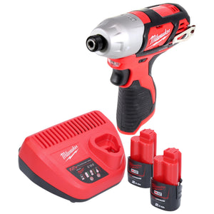 Milwaukee M12 BID-202 Akku Schlagschrauber 12 V 112 Nm 1/4" + 2x Akku 2,0 Ah + Ladegerät