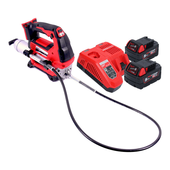 Milwaukee M18 GG 502 Akku Fettpresse 18 V 690 bar 2x Akku 5 0 Ah Ladegeraet 0 - toolbrothers
