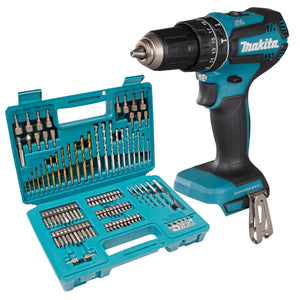Makita DHP 485 Z Akku Schlagbohrschrauber 18 V 50 Nm Brushless + 102 tlg. Bit Bohrer Set - ohne Akku, ohne Ladegerät