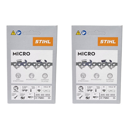 Stihl 2x 3 8 Picco Micro Mini 3 PMM3 Saegekette 40 cm 3 8 P 1 3 mm 55 TG 2 Stueck 2x 36100000055  0 - toolbrothers