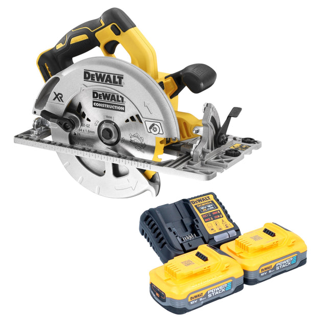 DeWalt DCS 572 H2 Akku Handkreissaege 18 V 184 mm Brushless 2x Powerstack Akku 5 0 Ah Ladegeraet 0 - toolbrothers